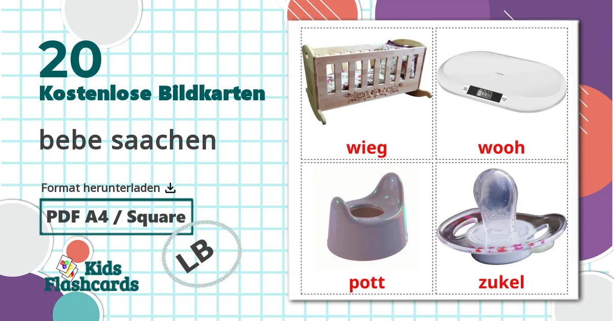 20 Bildkarten für bebe saachen