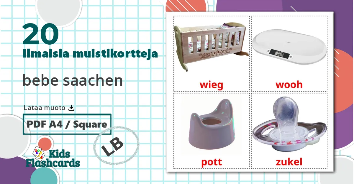 20 bebe saachen lasten kuvakortit