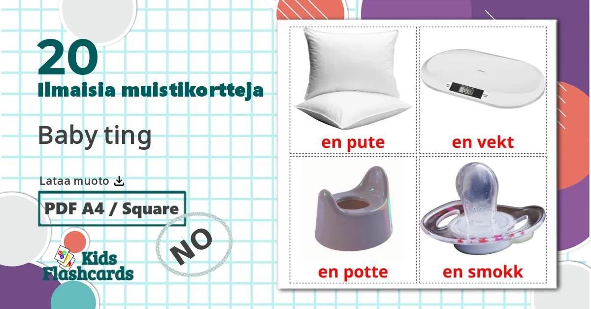 20 Baby ting lasten kuvakortit