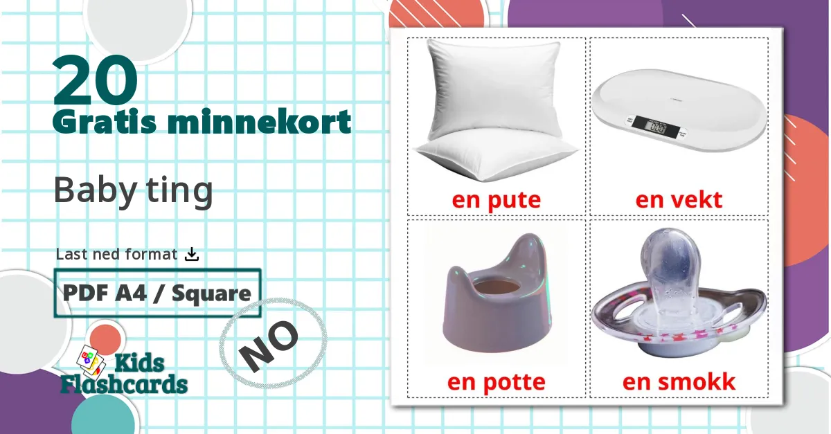 20 Baby ting bildekort