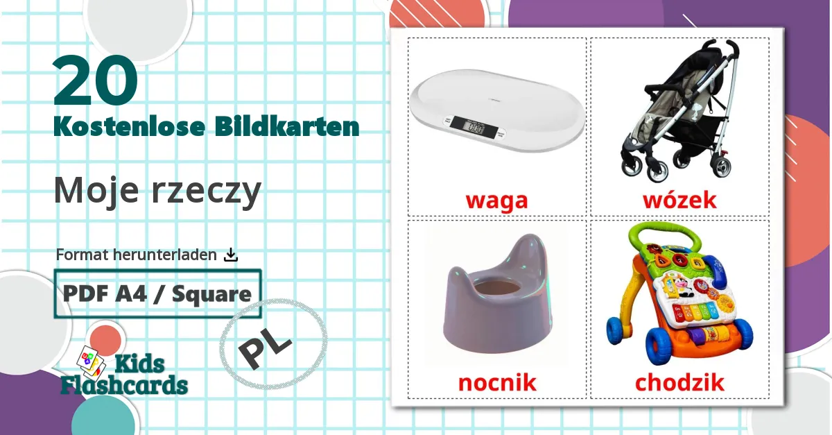 20 Bildkarten für Moje rzeczy