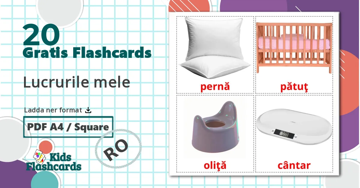 20 Lucrurile mele  bildkort för barn