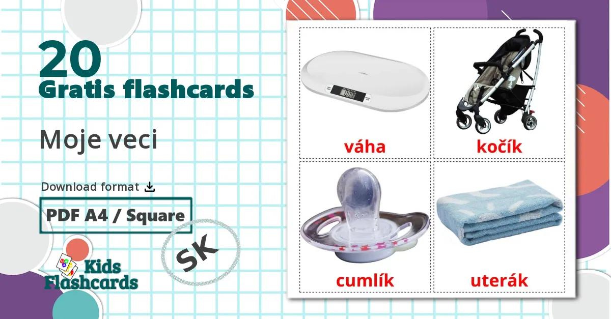 20 Moje veci billedkort for børn