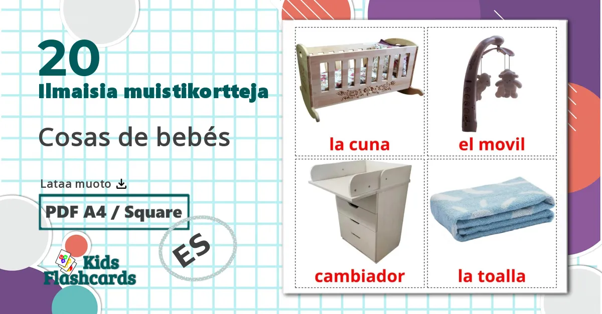 20 Cosas de bebés lasten kuvakortit