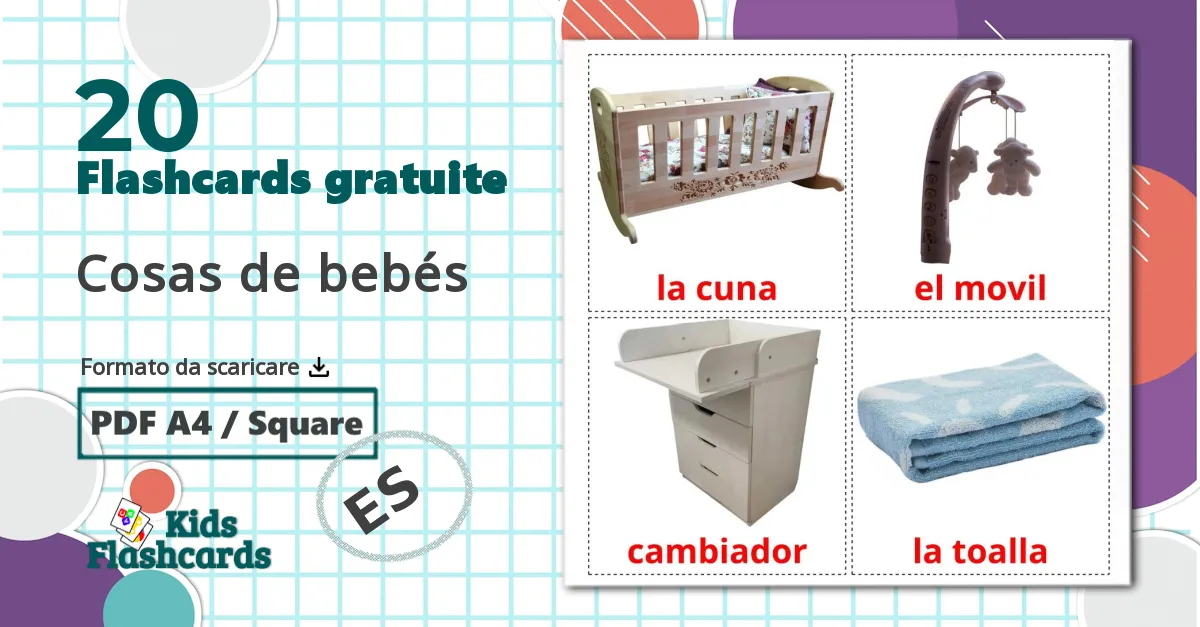 20 flashcards di Cosas de bebés