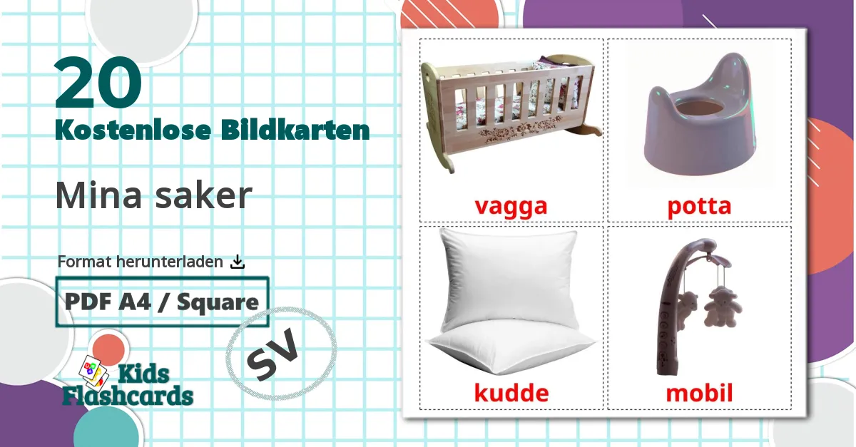 20 Bildkarten für Mina saker