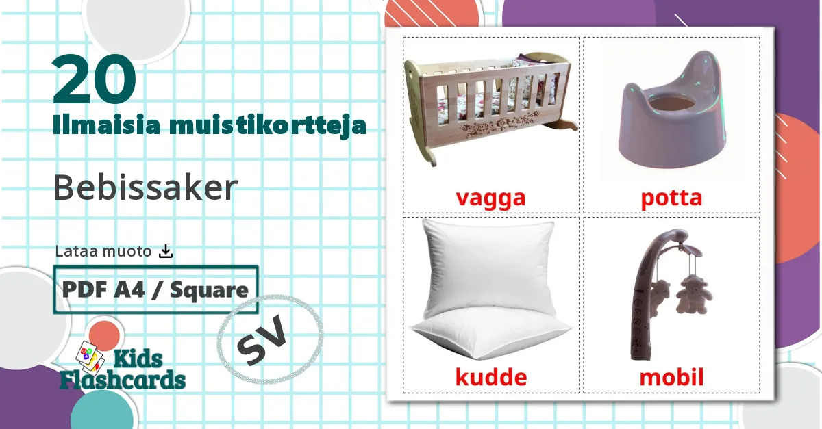20 Bebissaker lasten kuvakortit