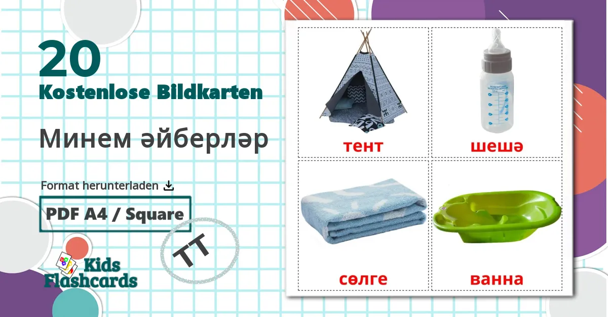 20 Bildkarten für Минем әйберләр