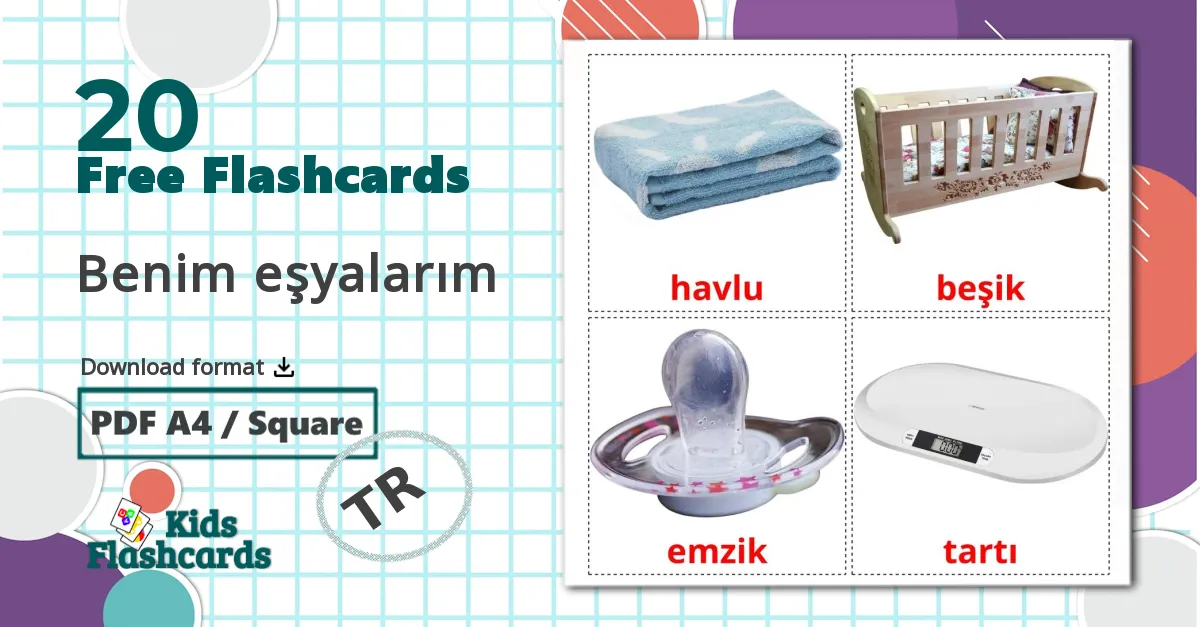 20 Benim eşyalarım  flashcards