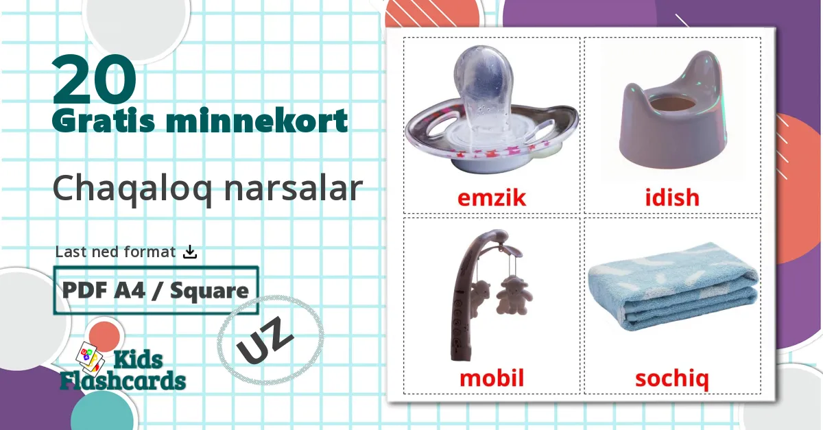 20 Chaqaloq narsalar bildekort