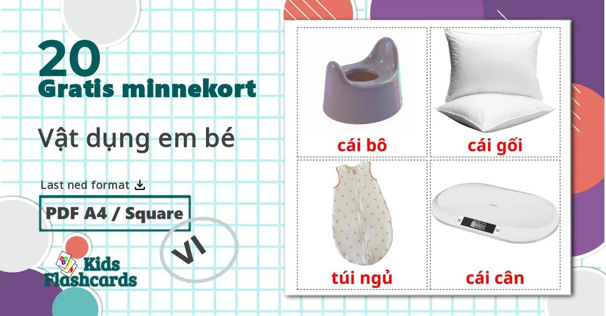20 Vật dụng em bé bildekort