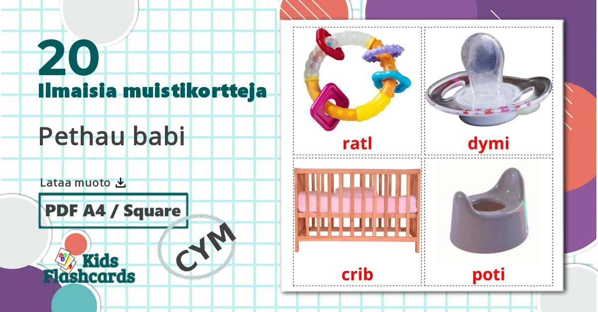 20 Pethau babi lasten kuvakortit