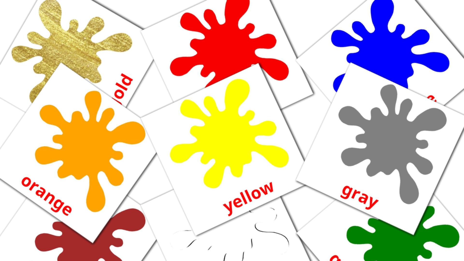 Основные цвета - english vocabulary cards