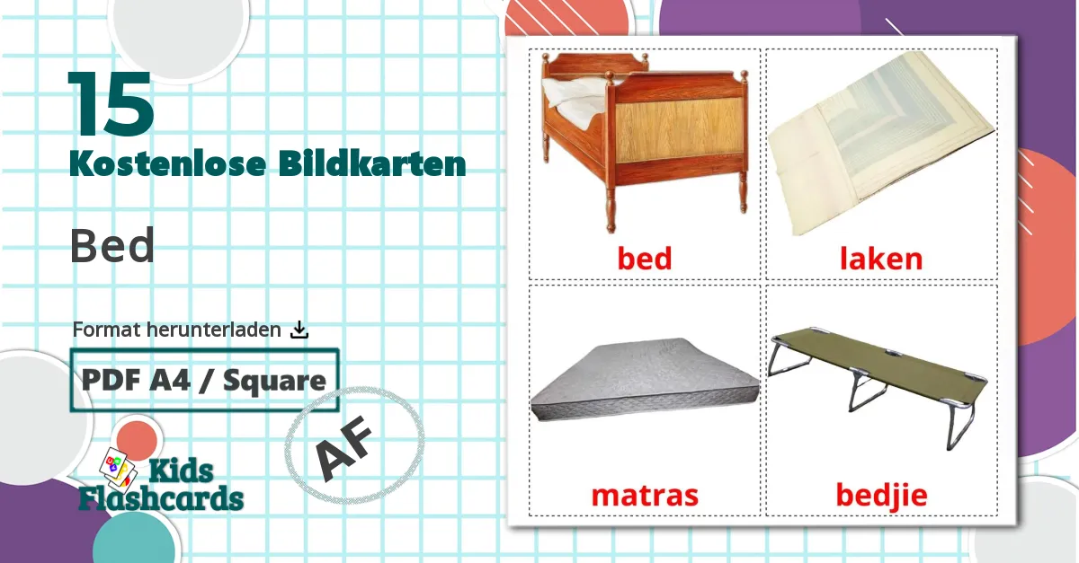 Bett - Afrikaans Vokabelkarten