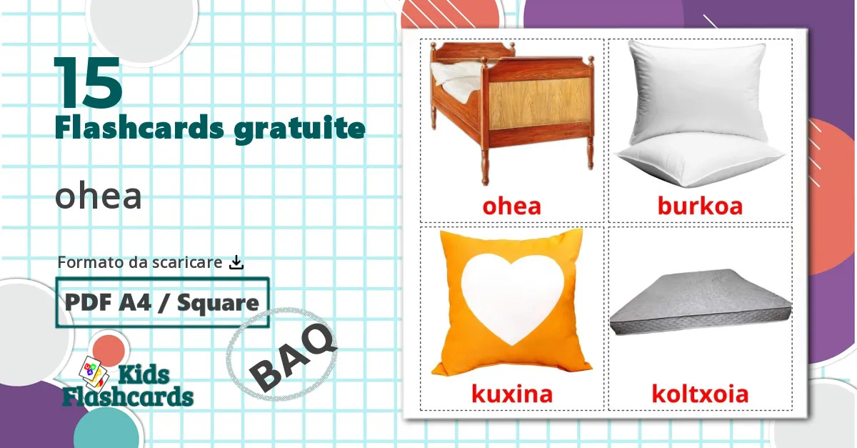 15 flashcards di Letto