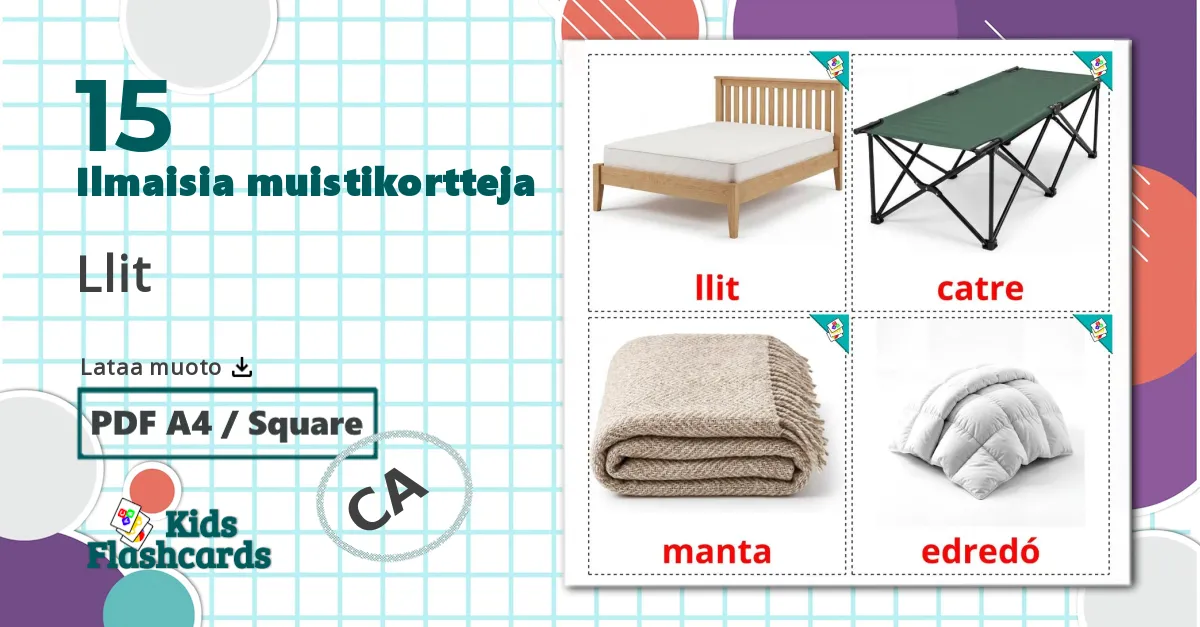 15 Llit lasten kuvakortit
