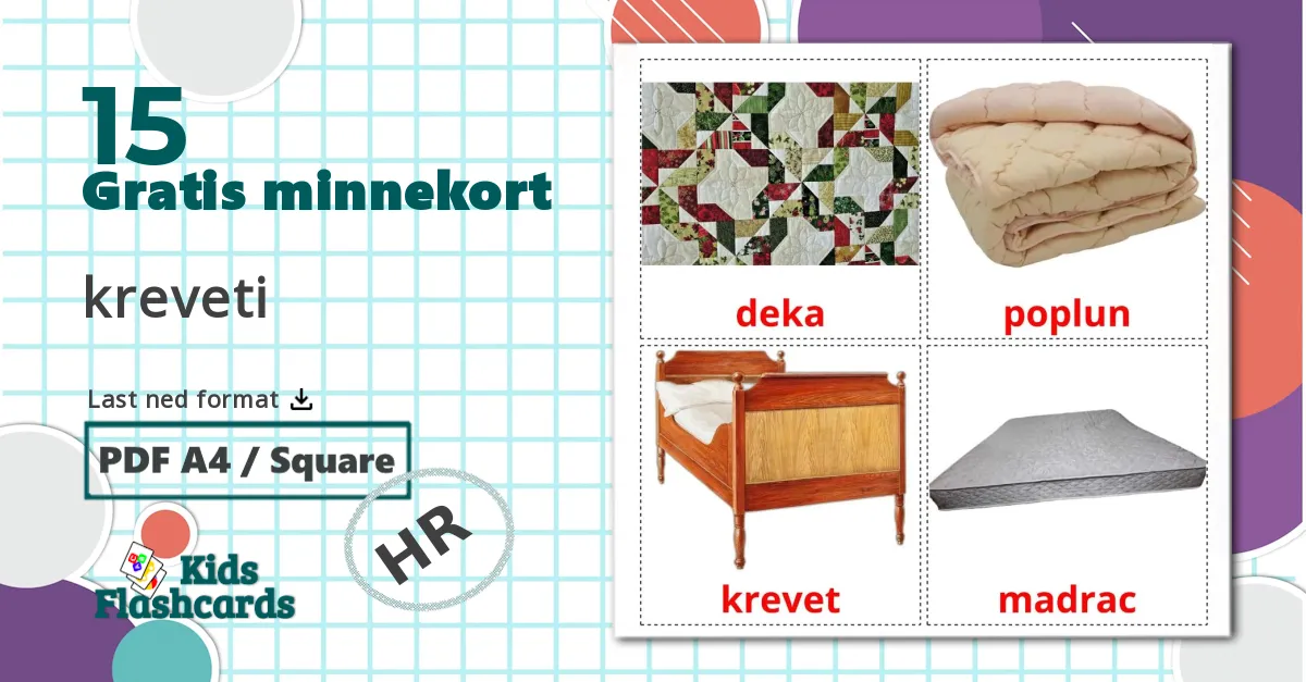 15 kreveti bildekort