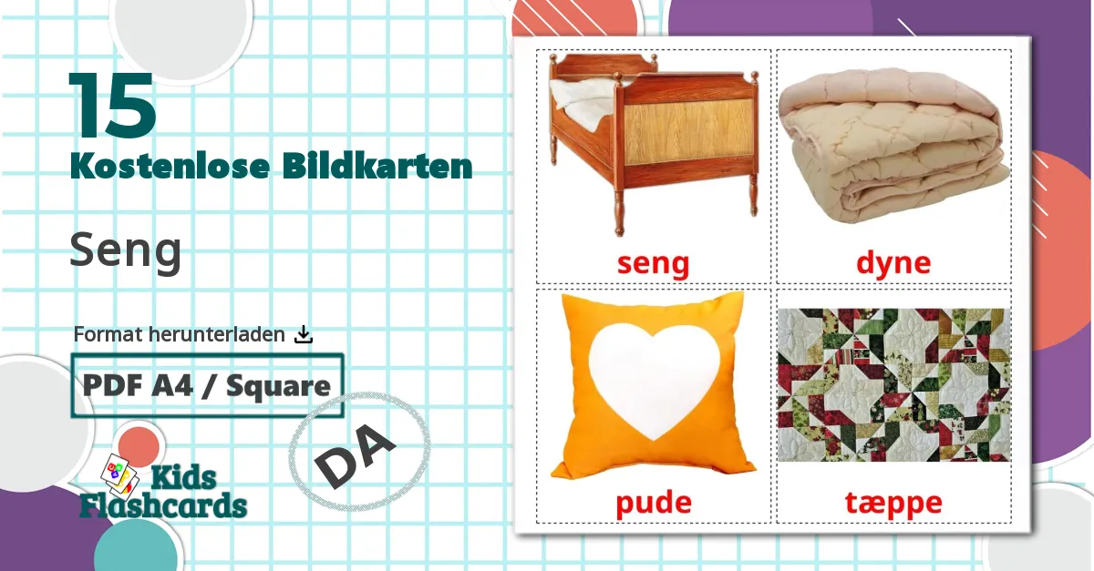 15 Bildkarten für Bett