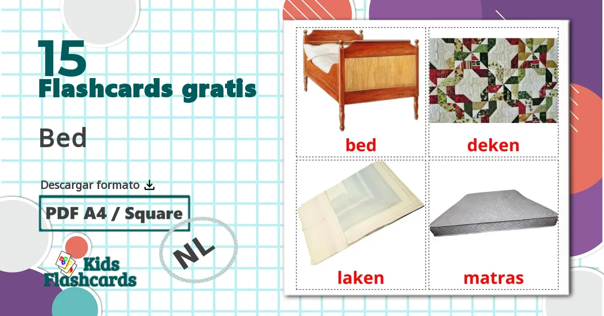 15 tarjetas didacticas de Bed