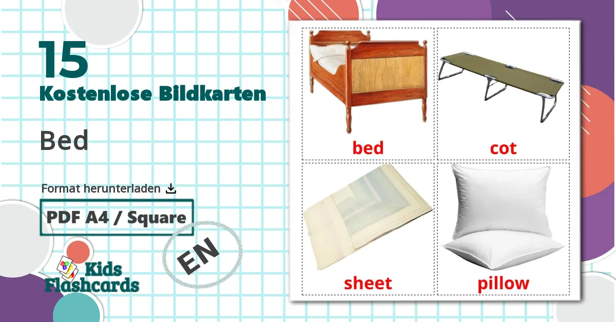 Bildkarten für Bett