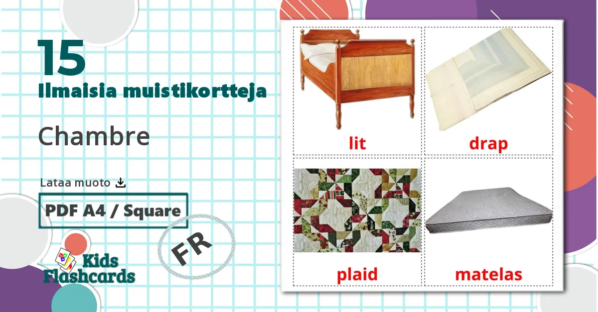 15 Chambre lasten kuvakortit