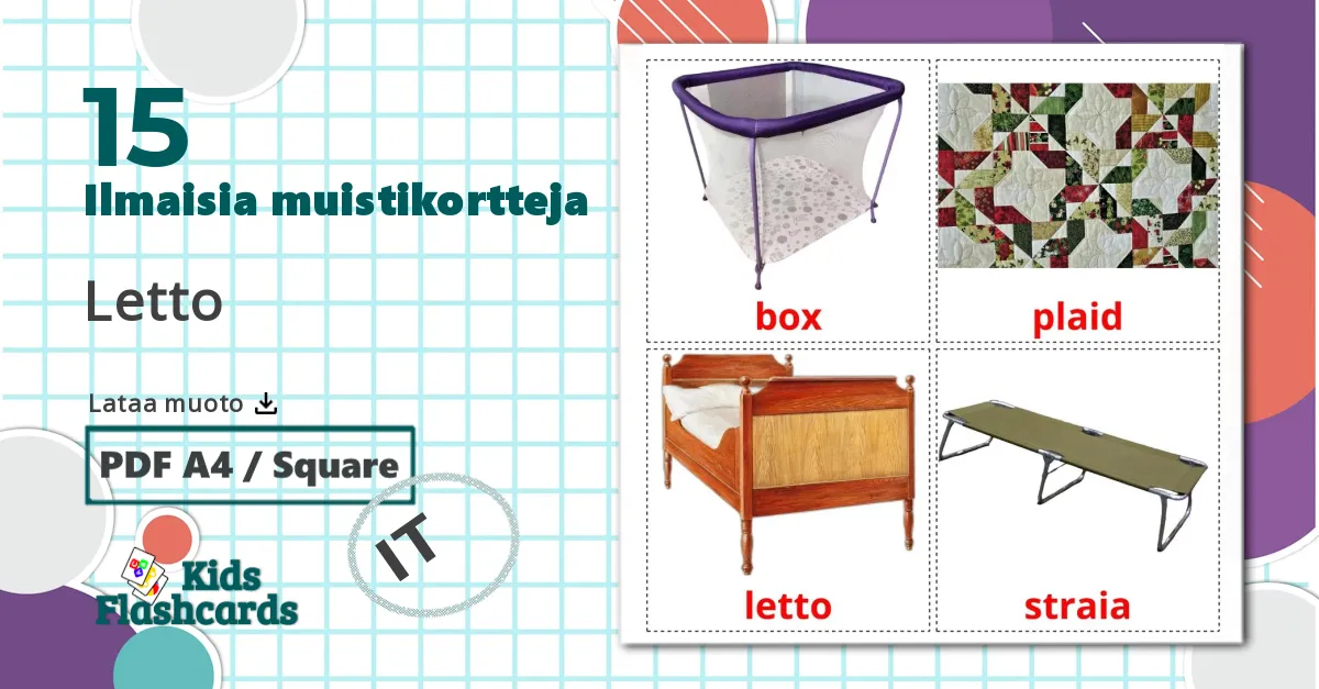 15 Letto lasten kuvakortit