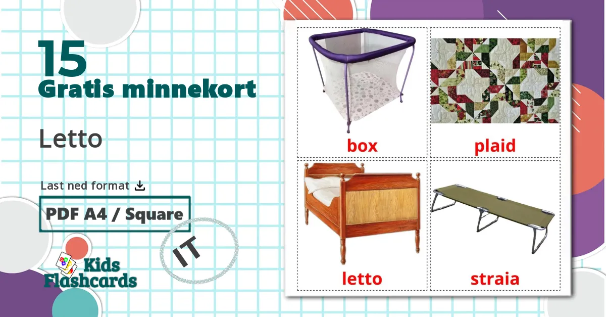 15 Letto lasten kuvakortit