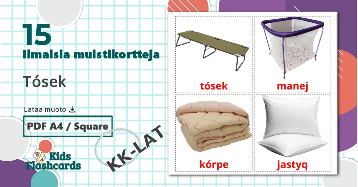 15 Tósek lasten kuvakortit