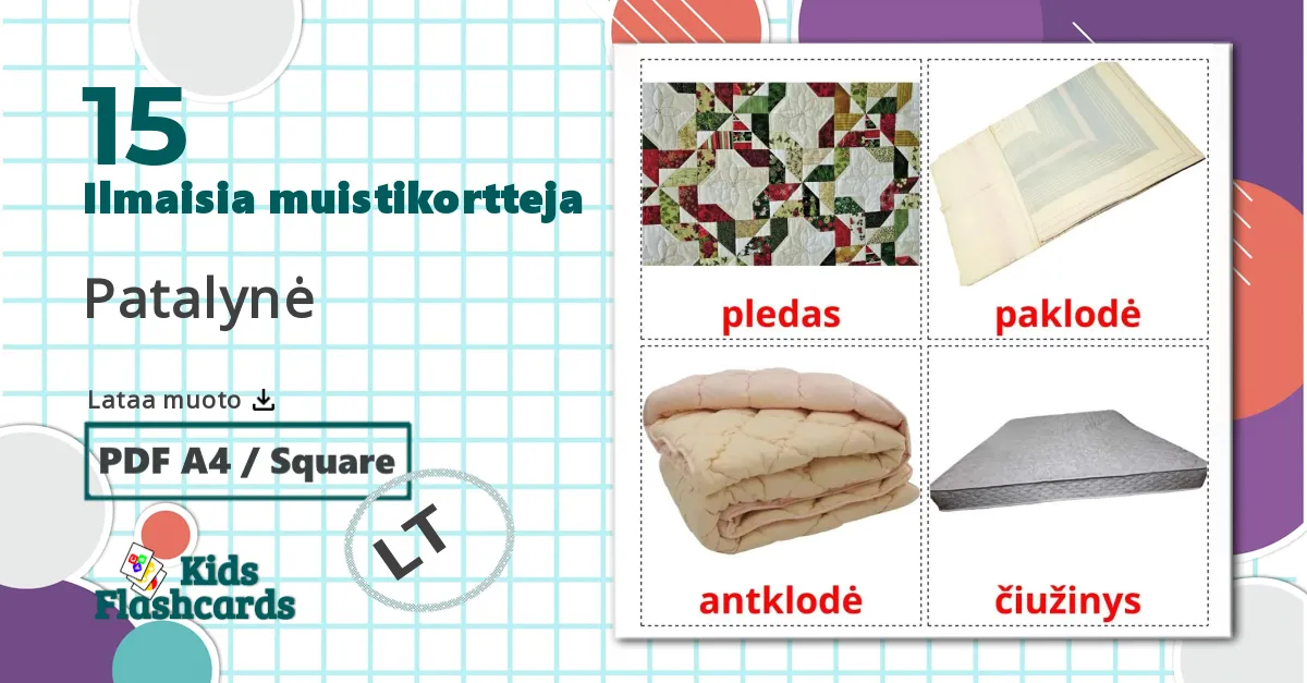 15 Patalynė lasten kuvakortit