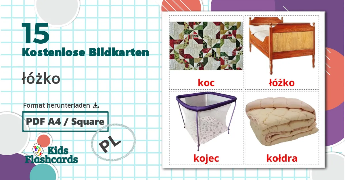 15 Bildkarten für łóżko