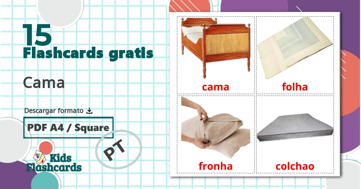 15 tarjetas didacticas de Cama