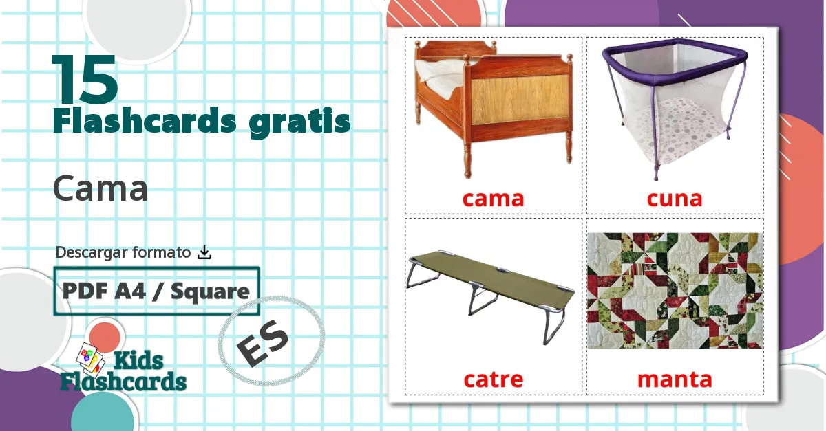 15 tarjetas didacticas de Cama