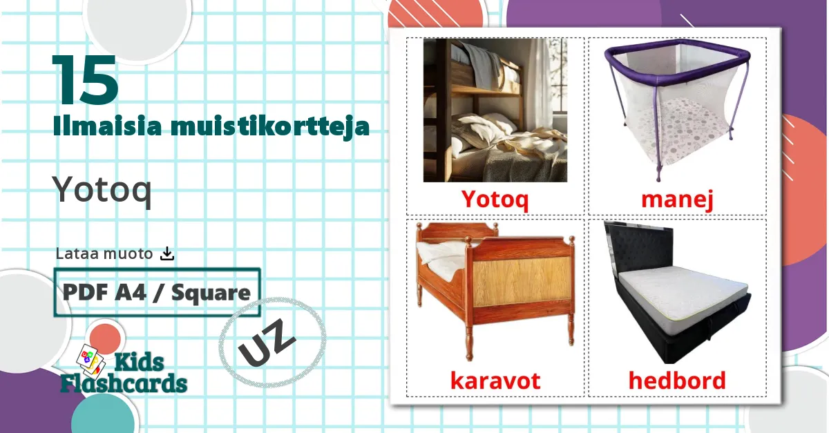 15 Yotoq lasten kuvakortit