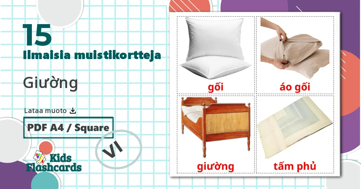 15 Giường lasten kuvakortit