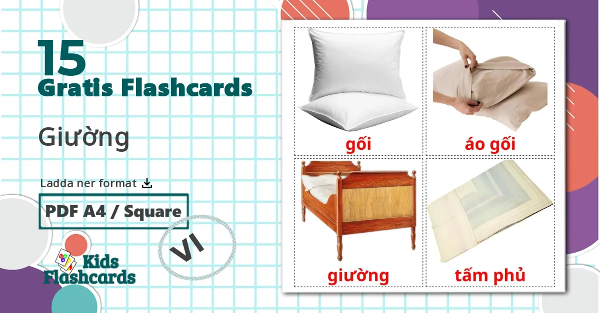 15 Giường bildkort för barn