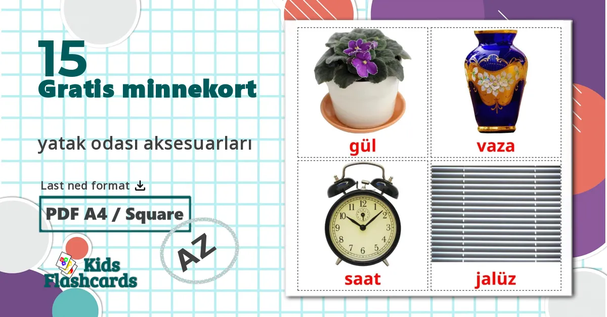 Soverom tilbehør - Ordforrådskort for azerbaijani