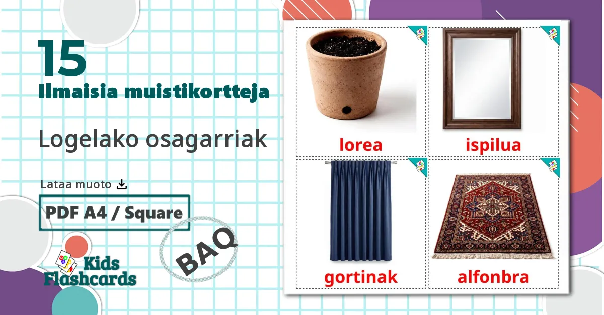 Makuuhuoneen tarvikkeet - baski sanastokortit