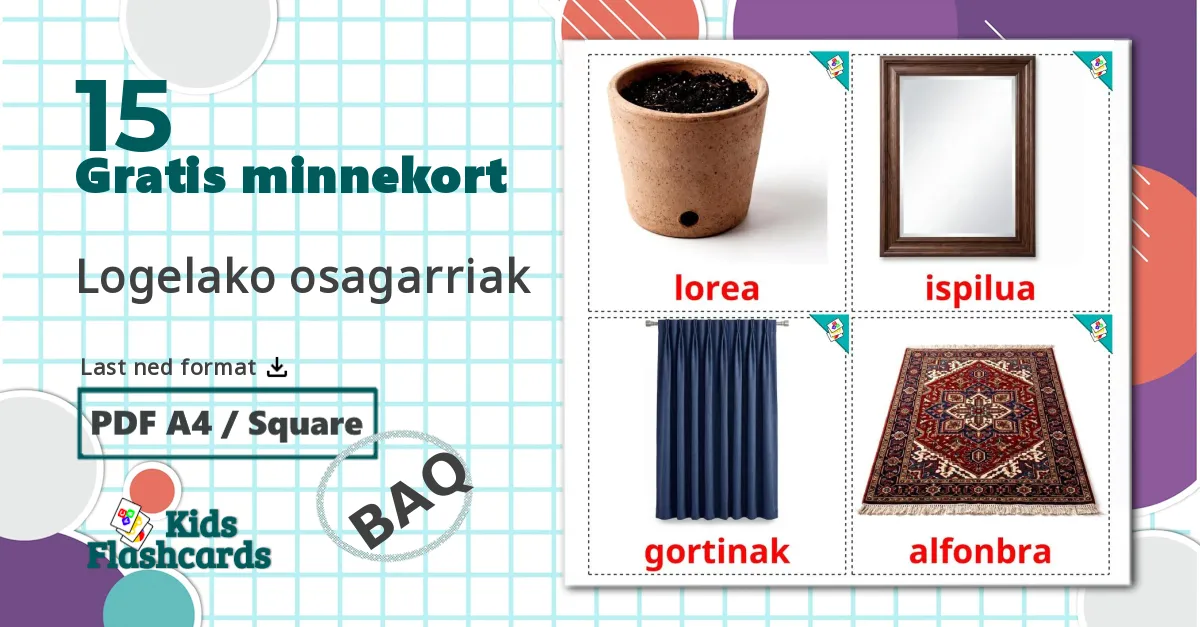 Soverom tilbehør - Ordforrådskort for baskisk