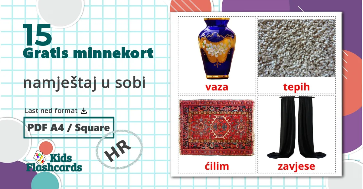 15 namještaj u sobi  bildekort
