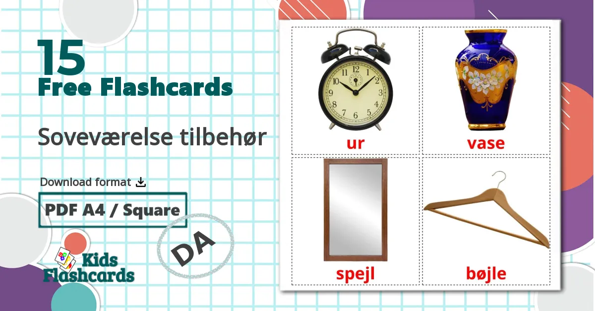 15 Soveværelse tilbehør flashcards