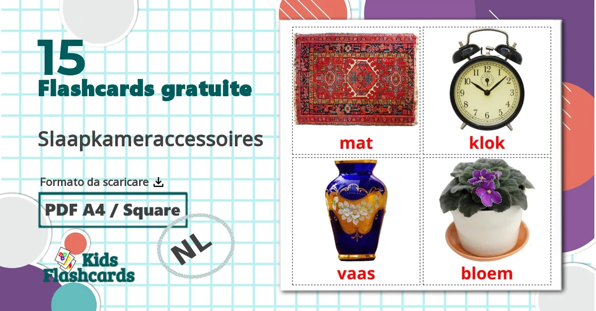 15 flashcards di Slaapkameraccessoires