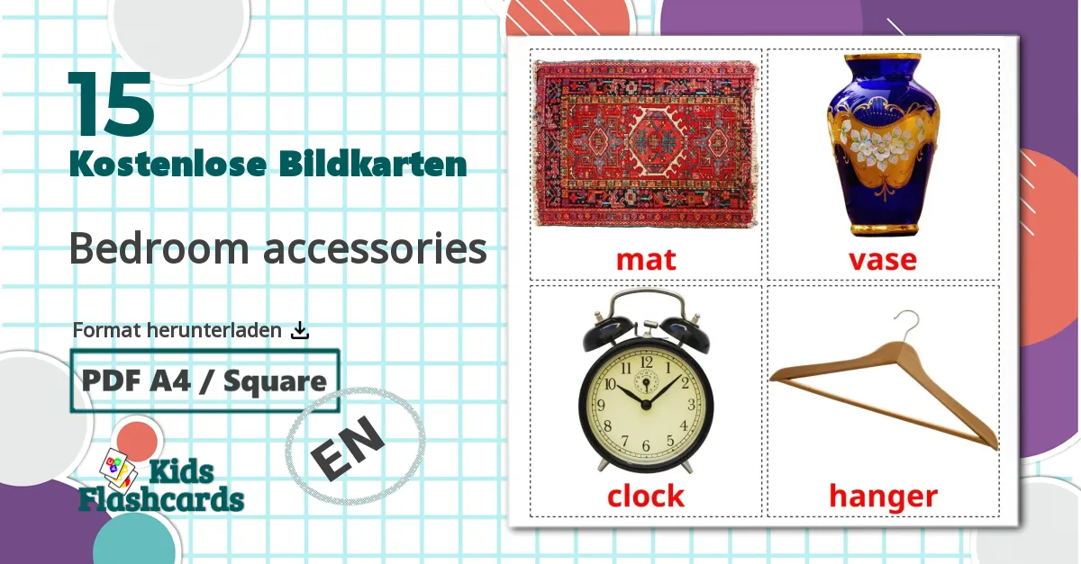 Bildkarten für Accessoires im Schlafzimmer