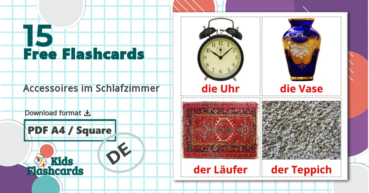 15 Accessoires im Schlafzimmer flashcards