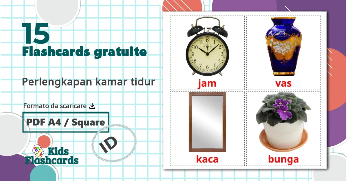 15 flashcards di Perlengkapan kamar tidur