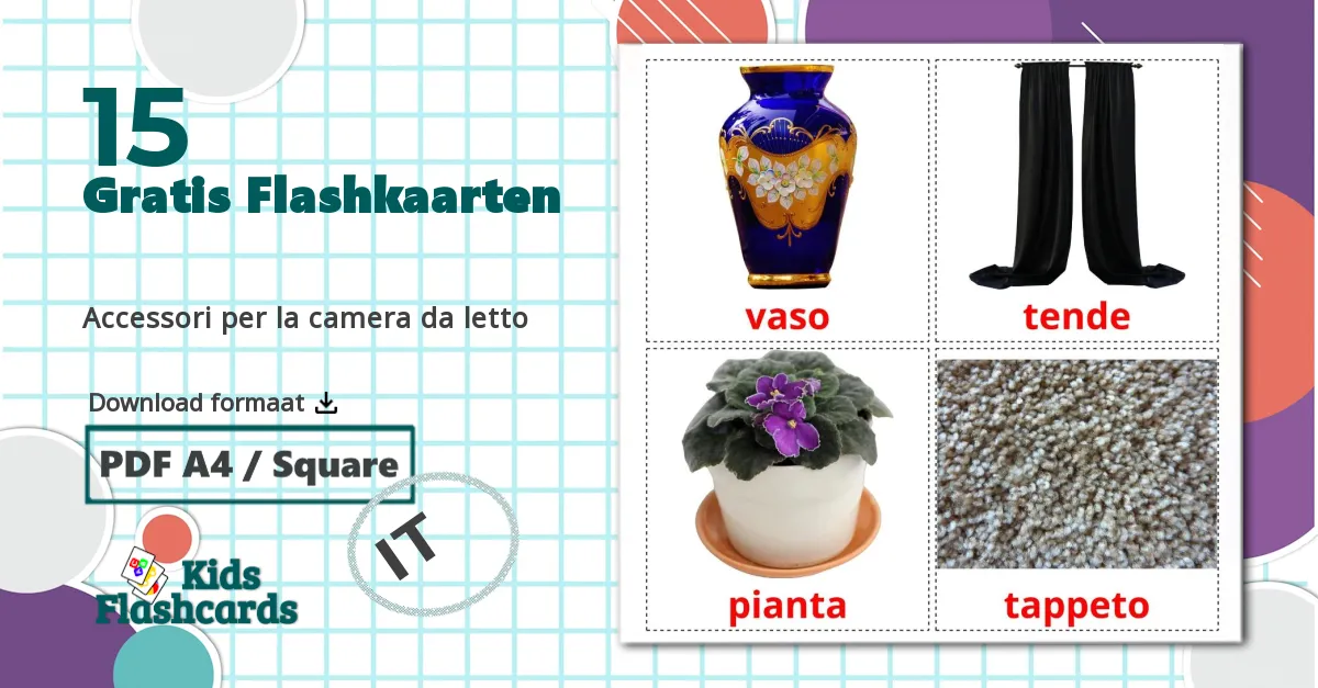 15 Accessori per la camera da letto flashcards