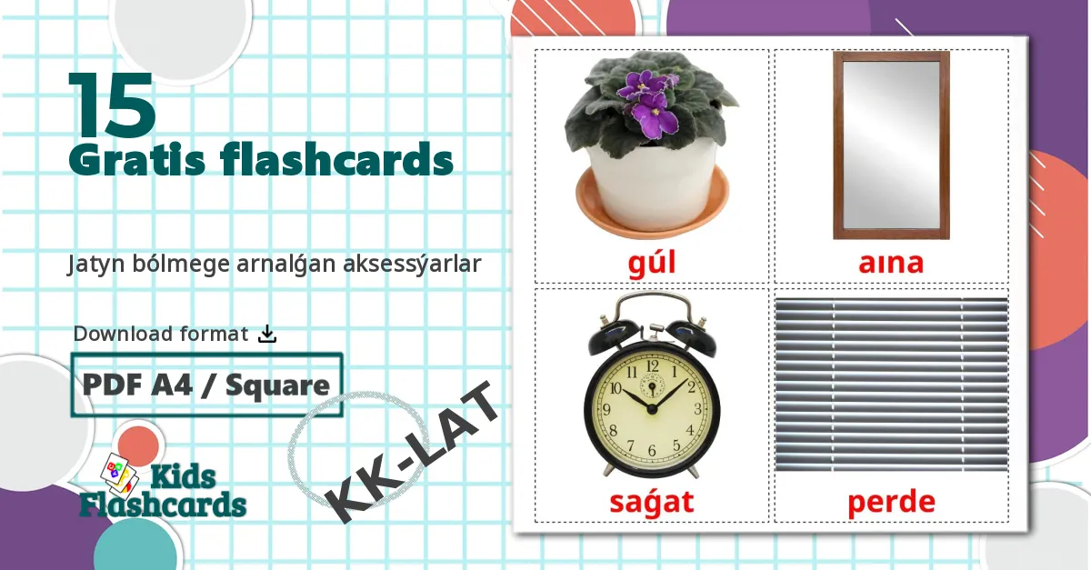 15 Jatyn bólmege arnalǵan aksessýarlar billedkort for børn
