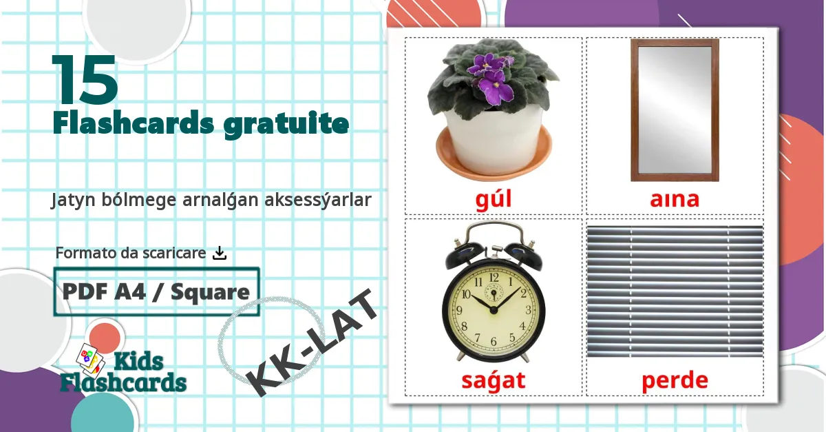 15 flashcards di Jatyn bólmege arnalǵan aksessýarlar