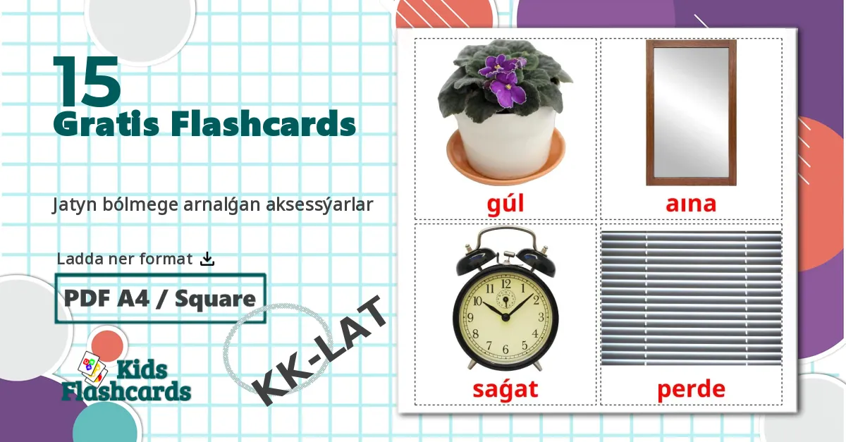 15 Jatyn bólmege arnalǵan aksessýarlar bildkort för barn