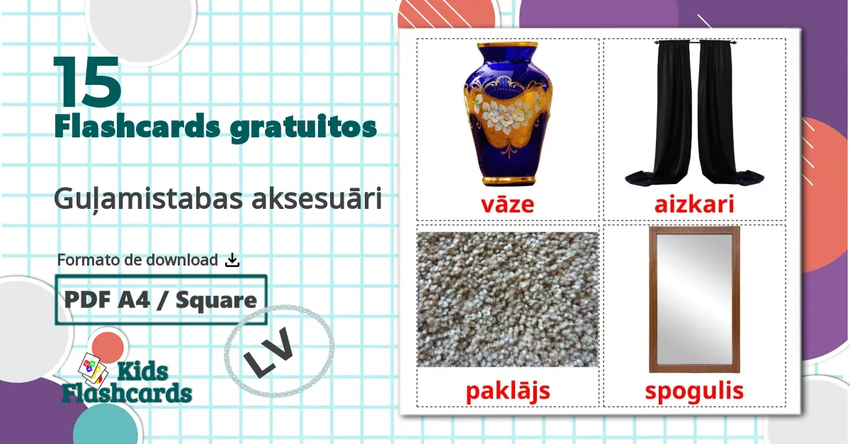 15 Flashcards de Guļamistabas aksesuāri