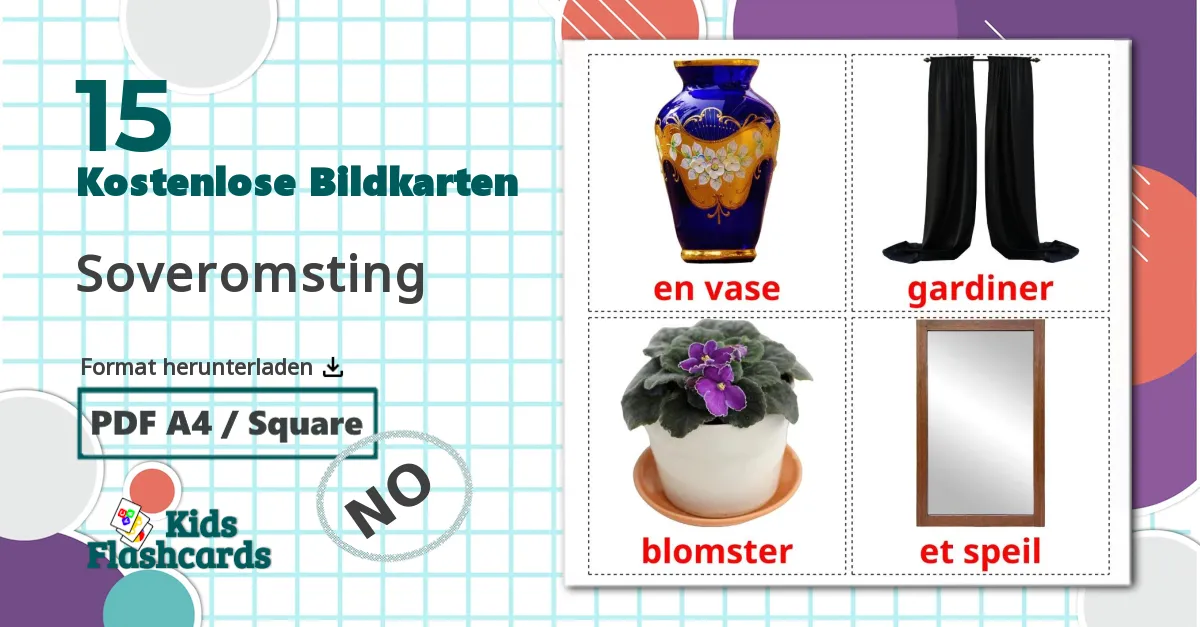 15 Bildkarten für Soveromsting